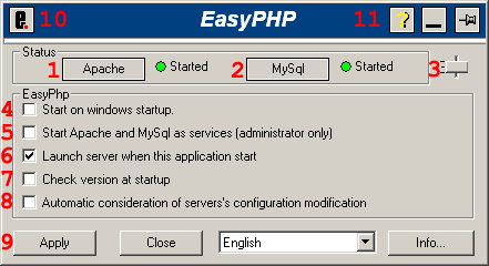 EasyPHP Configuration Screen
